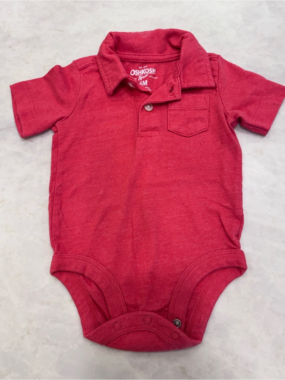 OshKosh B'gosh Coral-Red Polo Bodysuit